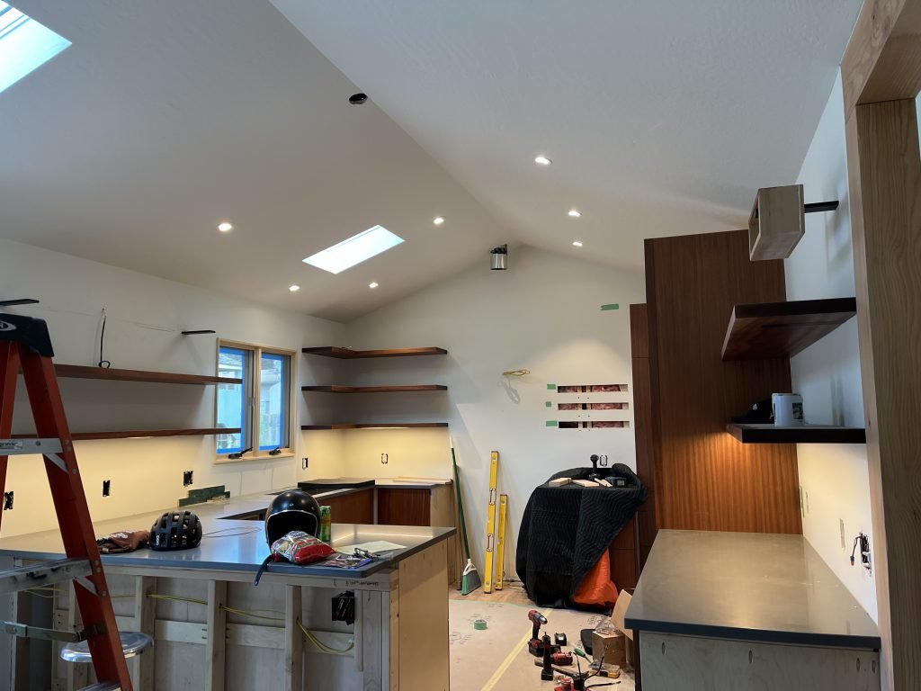 Custom LED lighting on residential shelving